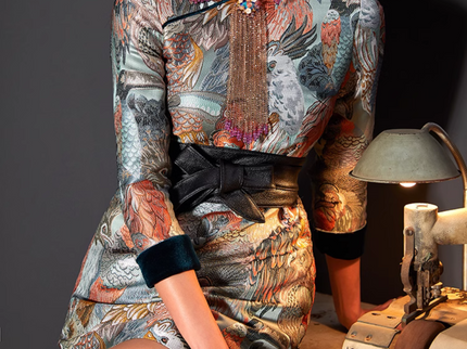 Slanted Collar Jacquard Brocade Qipao / Cheongsam