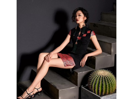 Slanted Collar Asymmetric Qipao / Cheongsam