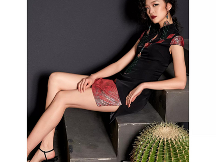 Slanted Collar Asymmetric Qipao / Cheongsam