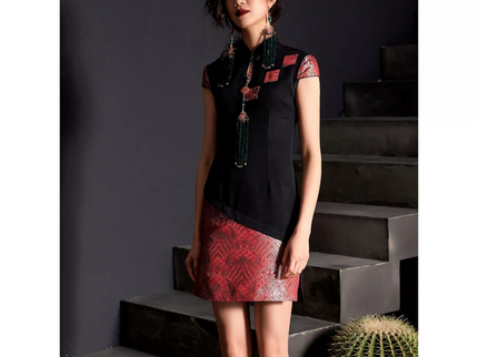Slanted Collar Asymmetric Qipao / Cheongsam