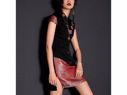 Slanted Collar Asymmetric Qipao / Cheongsam