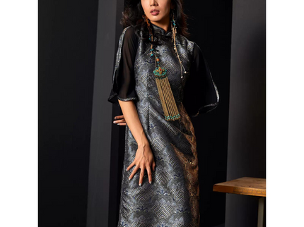 Open Sleeves Piping Cut Qipao Cheongsam