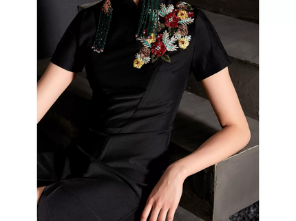 Black 3D Embroidered Qipao / Cheongsam