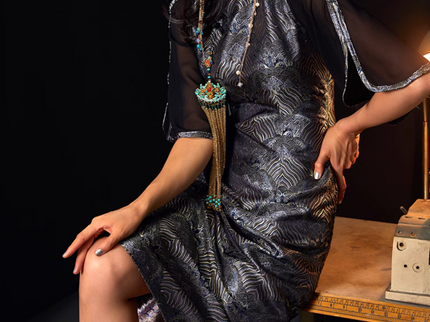 Open Sleeves Piping Cut Qipao Cheongsam