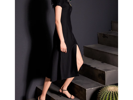 Black 3D Embroidered Qipao / Cheongsam