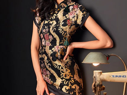 Buttoned Cross Hip Wrapped Qipao / Cheongsam
