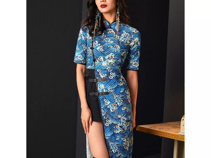 Blue Ukiyoe Print Qipao / Cheongsam