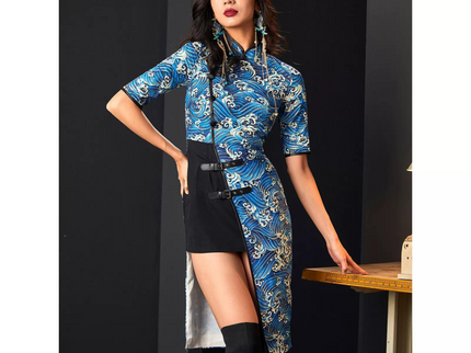 Blue Ukiyoe Print Qipao / Cheongsam