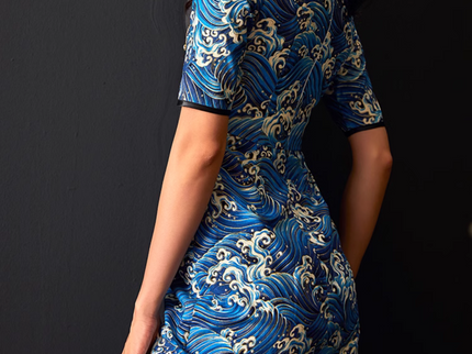 Blue Ukiyoe Print Qipao / Cheongsam