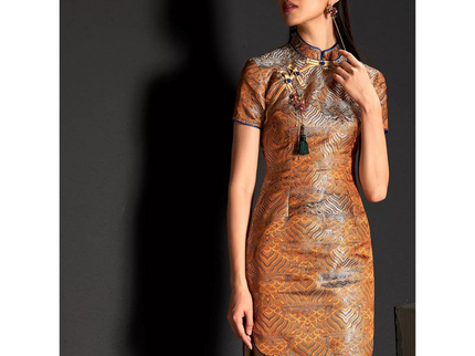 Brown Damask Satin Qioai / Cheongsam
