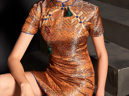 Brown Damask Satin Qioai / Cheongsam