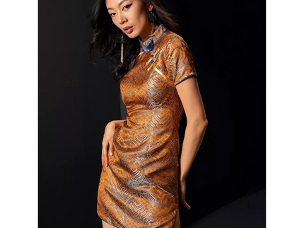 Damask Satin Brown Qipao