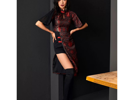 Splicing Design Dark Jacquard Qipao / Cheongsam