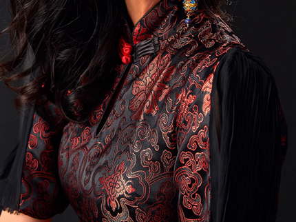 Splicing Design Dark Jacquard Qipao / Cheongsam