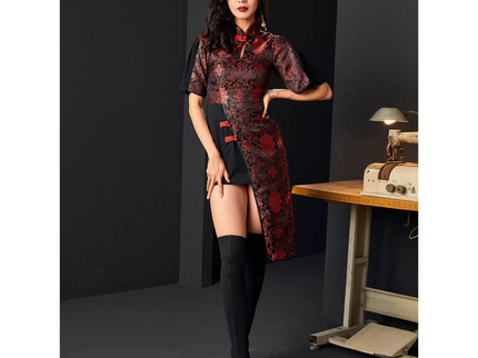 Splicing Design Dark Jacquard Qipao / Cheongsam