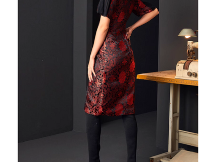 Splicing Design Dark Jacquard Qipao / Cheongsam