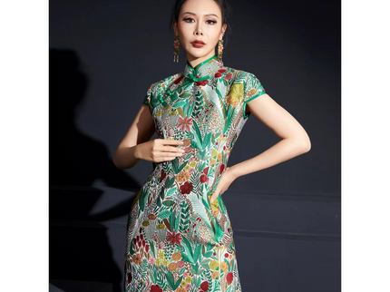 Floral Spring Green Cheongsam / Qipao