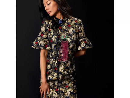 Stand Collar Animal Print Qipao