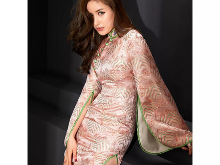 Ukiyo-e Pink Wide Sleeves Qipao / Cheongsam