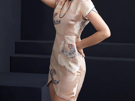 Moon White Jacquard Cross Skirt Modern Qipao