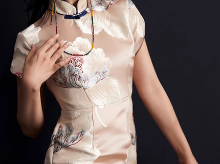 Moon White Jacquard Cross Skirt Modern Qipao