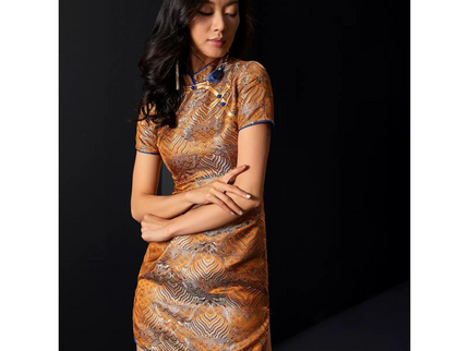 Damask Satin Brown Qipao