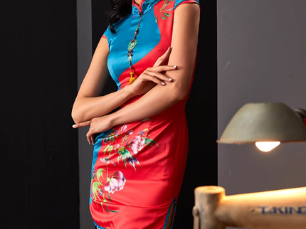Floral Chinese Style Red Qipao / Cheongsam