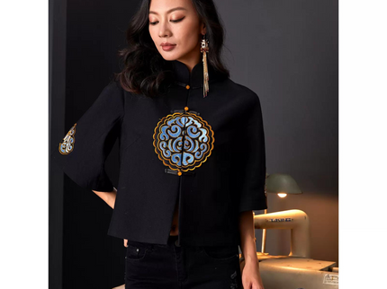 Embroidered Cloud Pattern Tang Suit