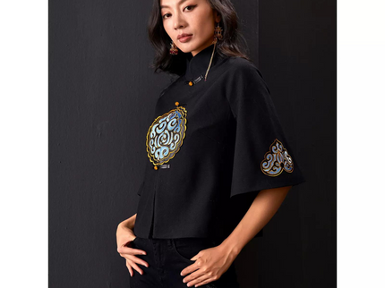 Embroidered Cloud Pattern Tang Suit