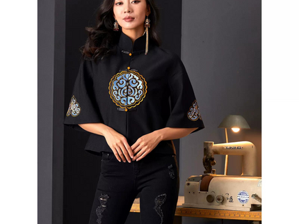 Embroidered Cloud Pattern Tang Suit