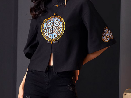 Embroidered Cloud Pattern Tang Suit