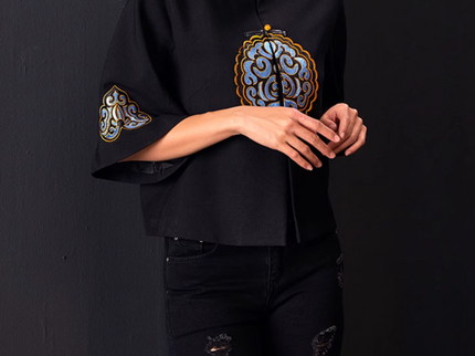 Embroidered Cloud Pattern Tang Suit
