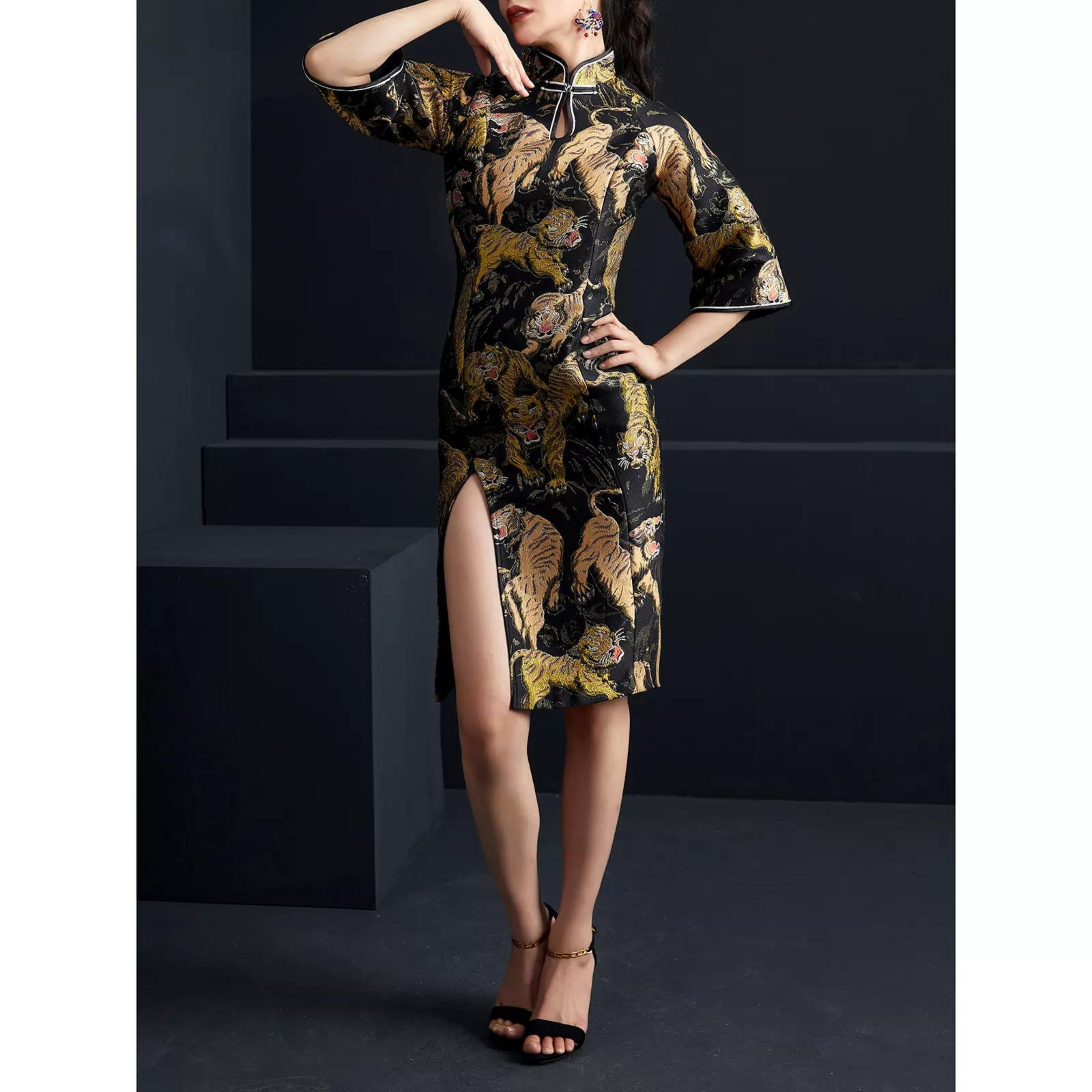 Tiger Robe Vs Dark Chinese Dress Jacquard Tiger Robe – Modishape