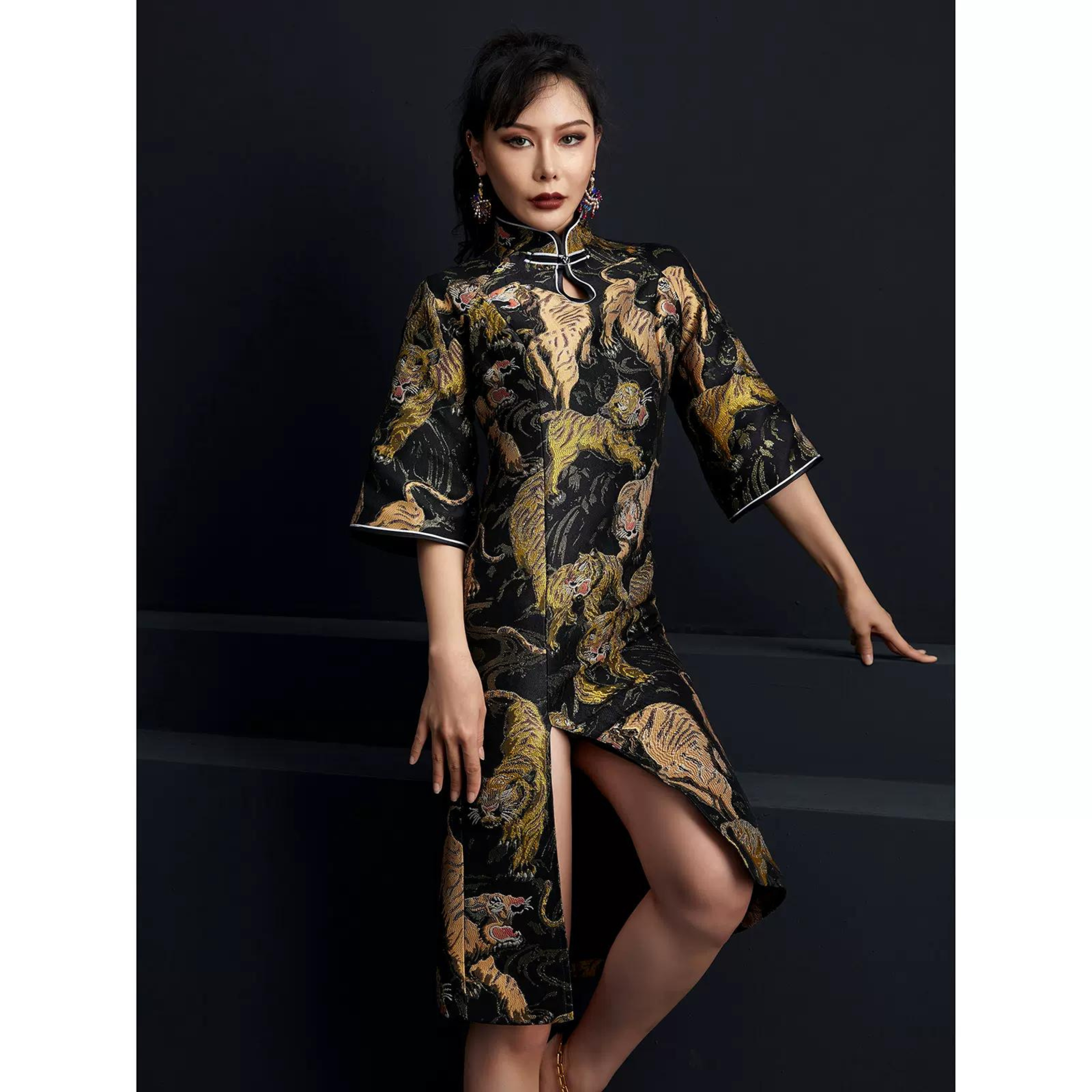 Tiger Robe Vs Dark Chinese Dress Jacquard Tiger Robe – Modishape