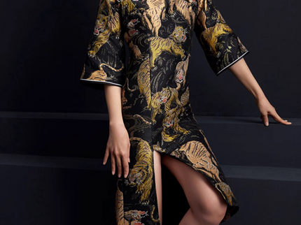 Dark Chinese Dress Jacquard Tiger Robe