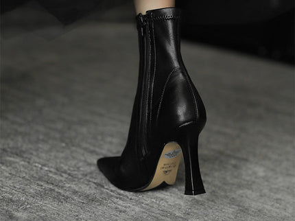 Side Zipper Pointes Toe High Heels Stiletto Boots