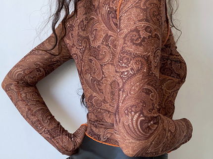 American Retro Print cut-out Mesh Top