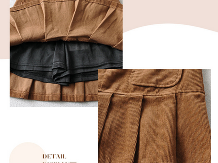 Retro Corduroy Pleated Skirt