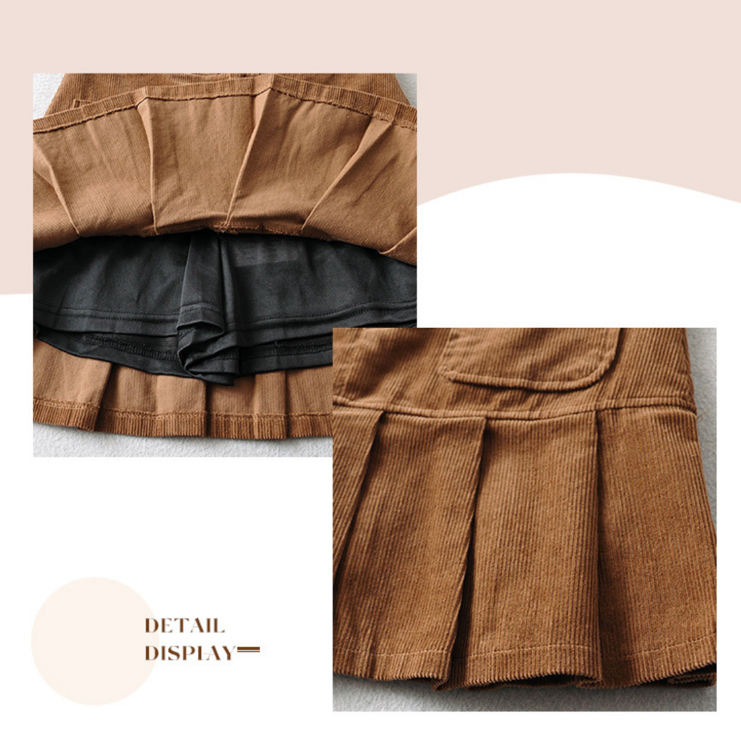 Retro Corduroy Pleated Skirt