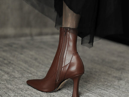 Side Zipper Pointes Toe High Heels Stiletto Boots