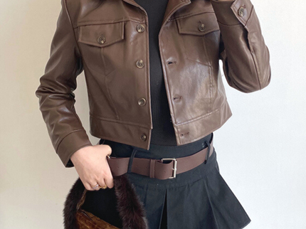 Lapel Short PU Leather Jacket