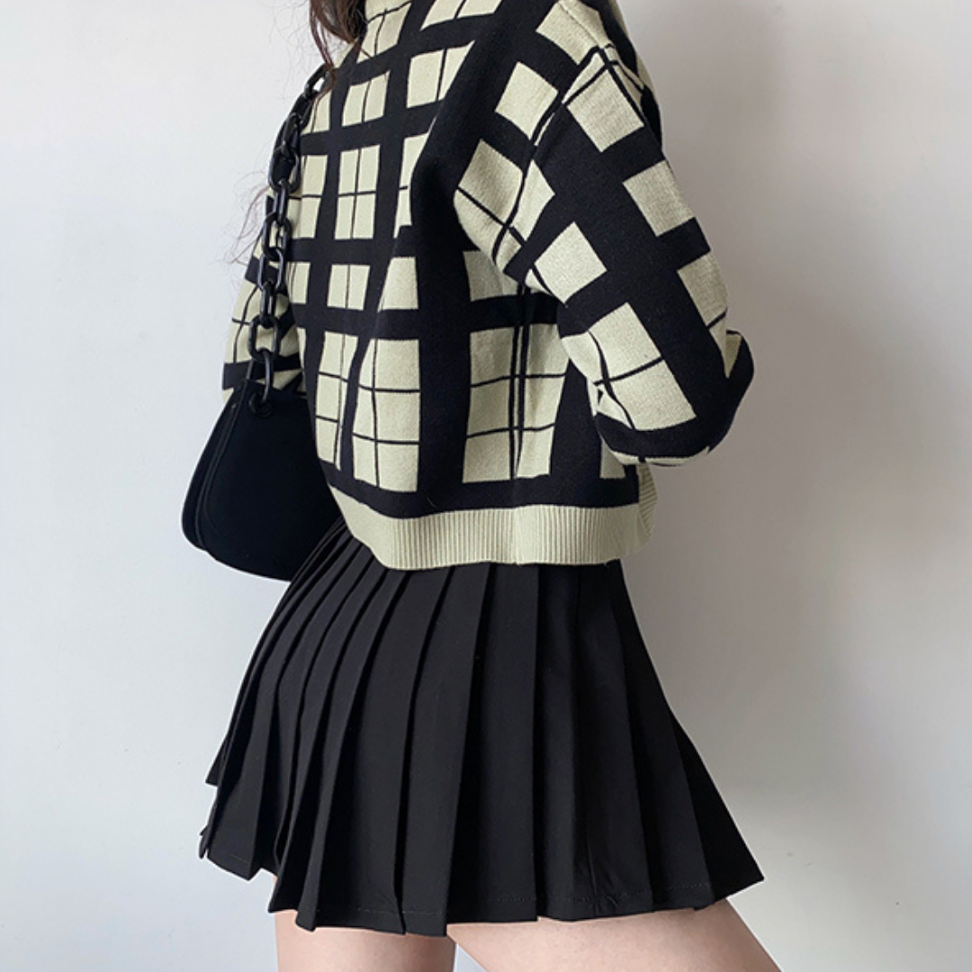 Two-piece Plaid Cardigan