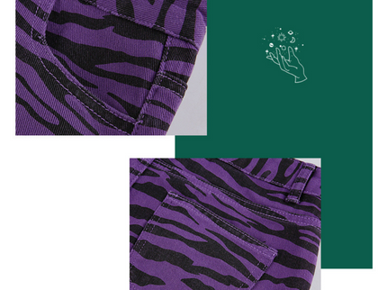 Zebra pattern denim skirt
