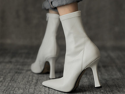 Side Zipper Pointes Toe High Heels Stiletto Boots