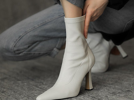 Side Zipper Pointes Toe High Heels Stiletto Boots