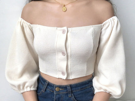 Off Shoulder White Crop Top