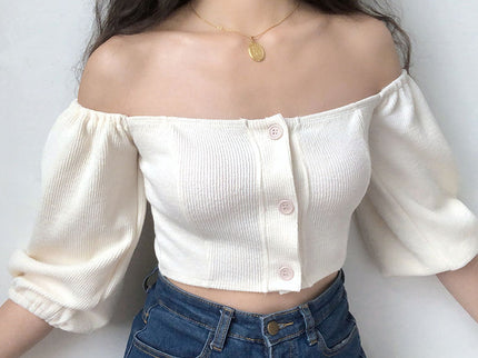 Off Shoulder White Crop Top