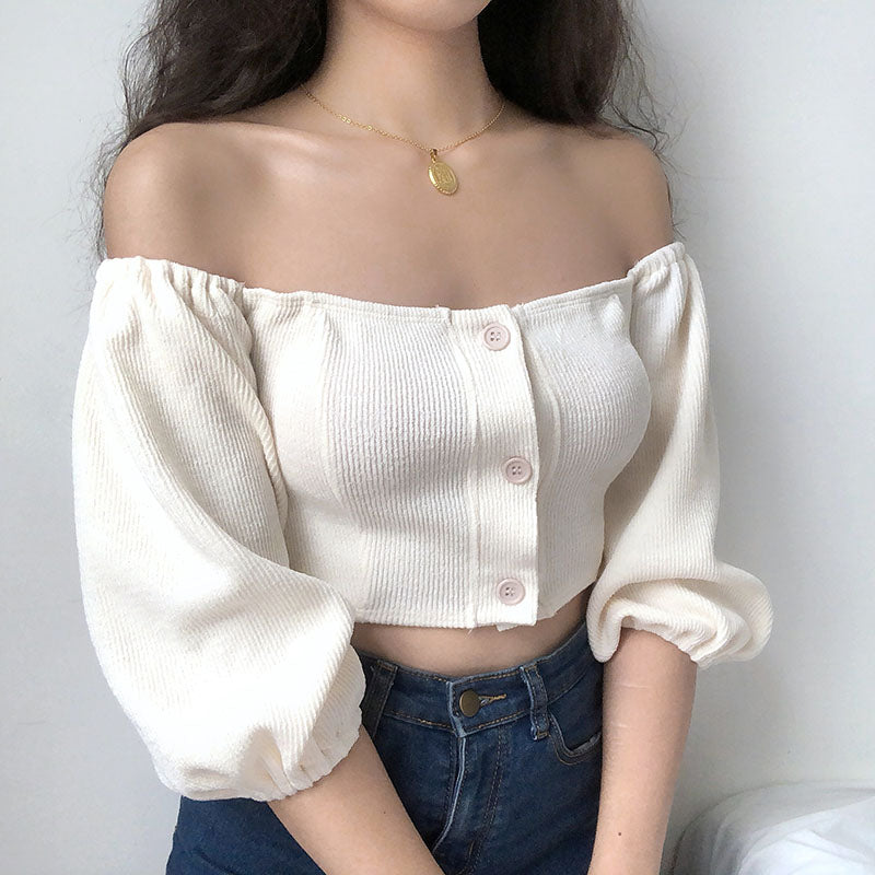 Off Shoulder White Crop Top