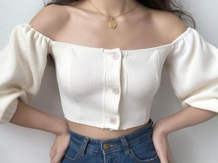 Off Shoulder White Crop Top