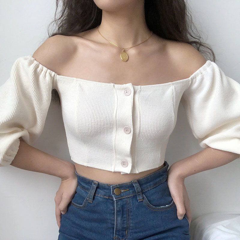 Off Shoulder White Crop Top